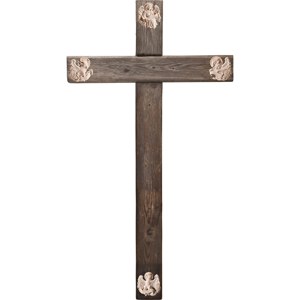 Cruz Madera vieja con Evangelistas
